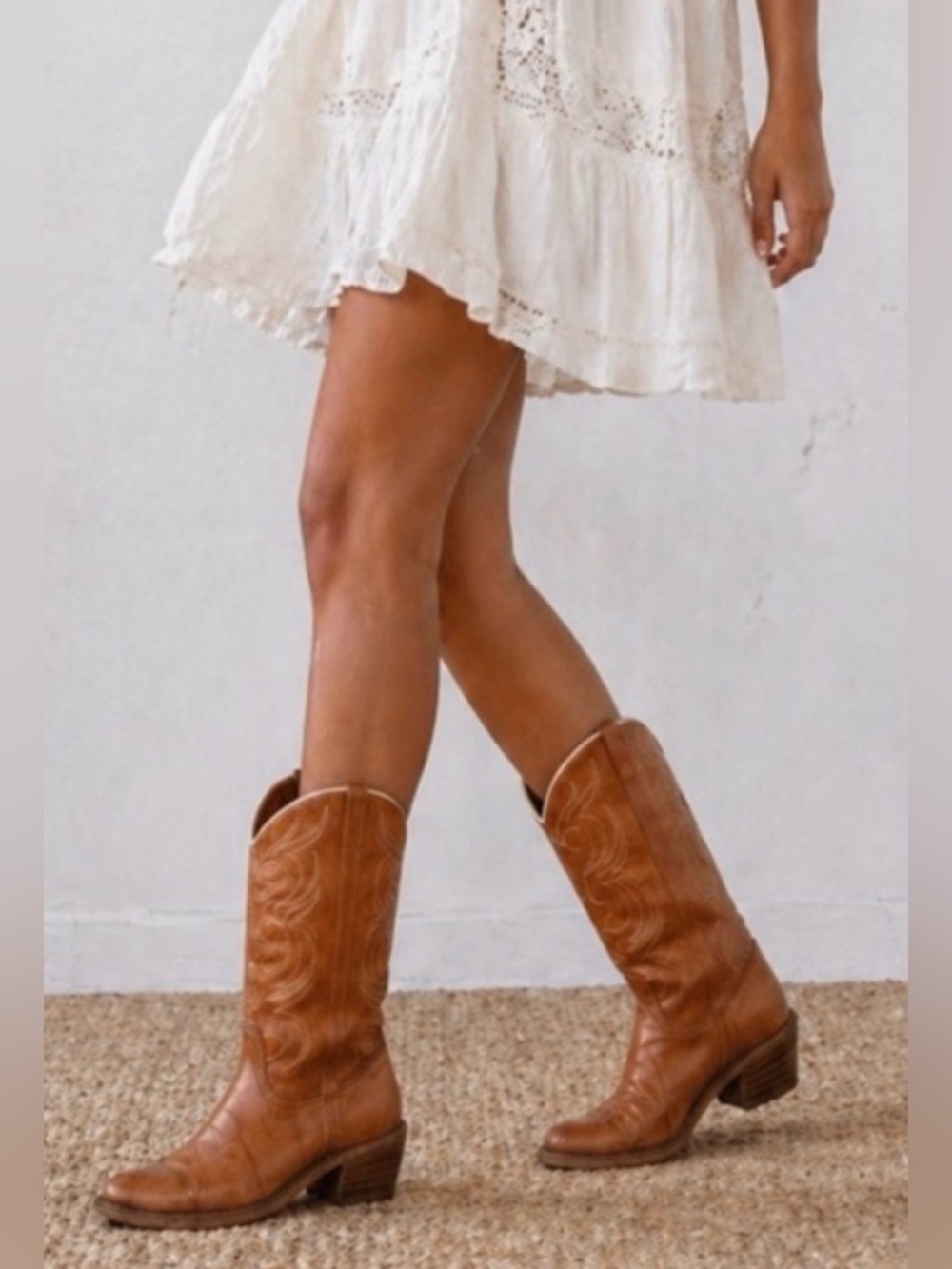 Dingo Leather Cowboy Boots Brown Tan Cognac Western Bohemian Distressed Comfy 9